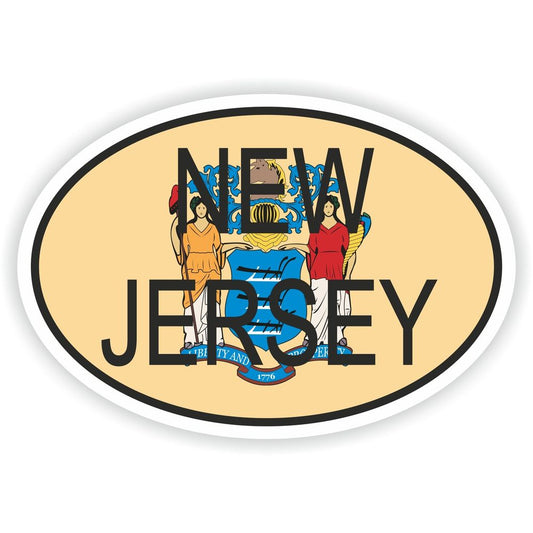 New Jersey Country Code Oval With Flag