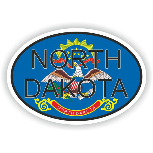 North Dakota Country Code Oval With Flag