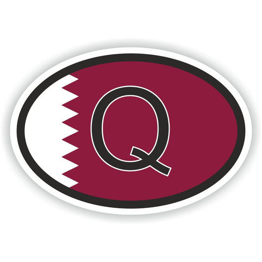 Qatar Country Code Oval With Flag