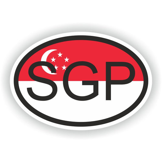 Singapore Country Code Oval With Flag