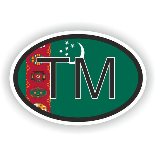 Turkmenistan Country Code Oval With Flag