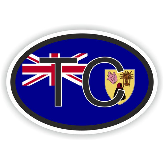 Turks & Caicos Islands Country Code Oval With Flag