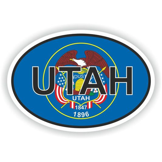 Utah Country Code Oval With Flag