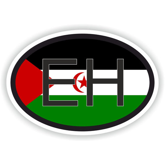 Western Sahara Country Code Oval With Flag
