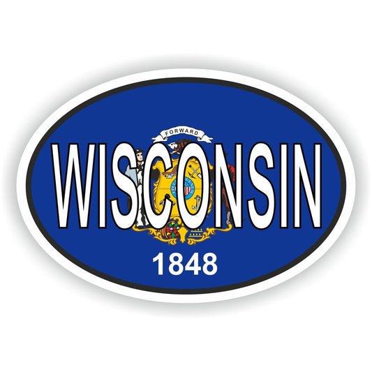 Wisconsin Country Code Oval With Flag