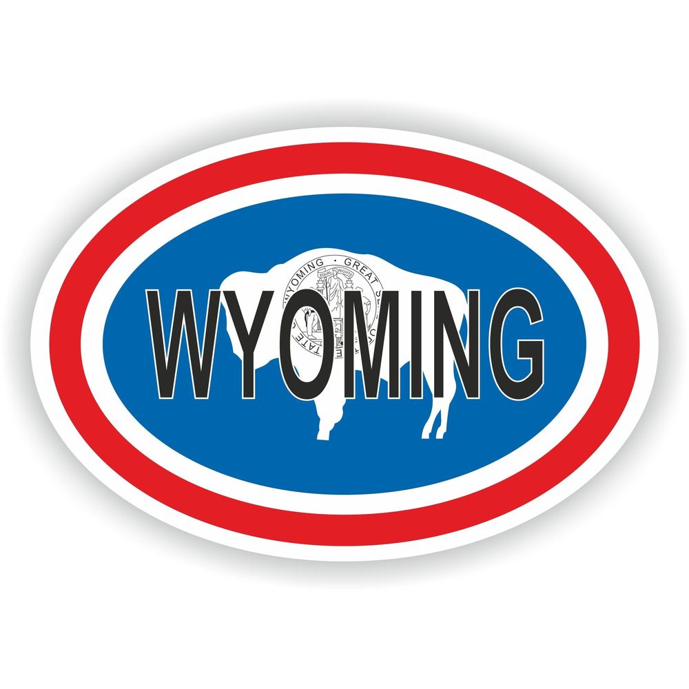 Wyoming Country Code Oval With Flag