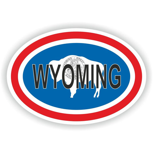 Wyoming Country Code Oval With Flag