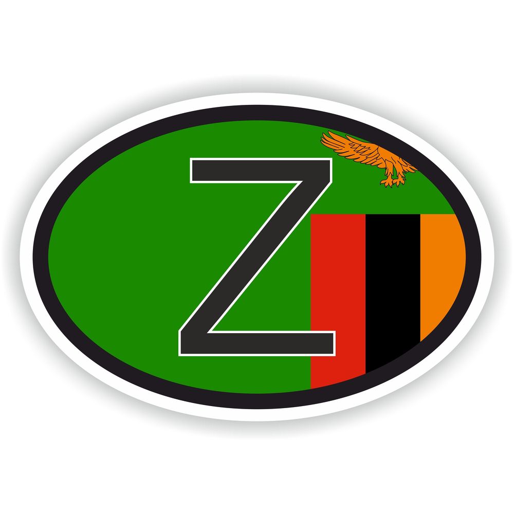 Zambia Country Code Oval With Flag