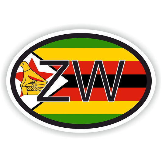 Zimbabwe Country Code Oval With Flag