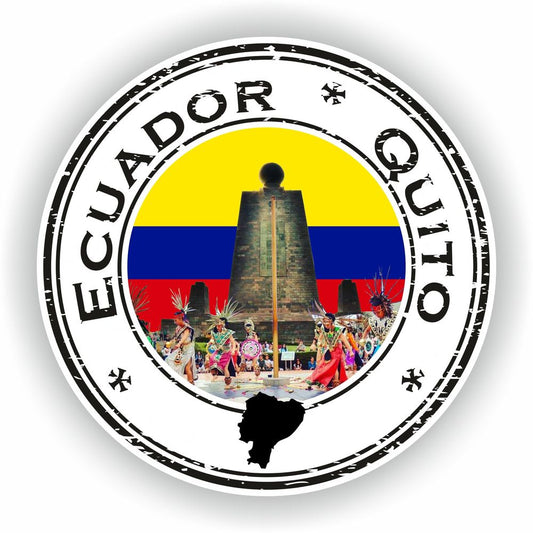 Ecuador Quito La Mitad Del Mundo Seal Round Flag
